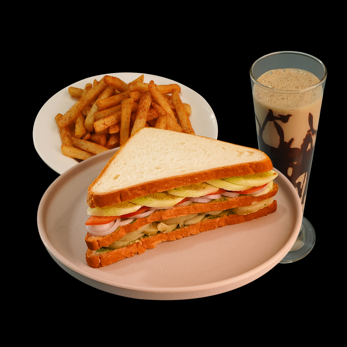 Veggie Jumbo Classic Sandwich + Peri Peri Fries + Cold Coffee