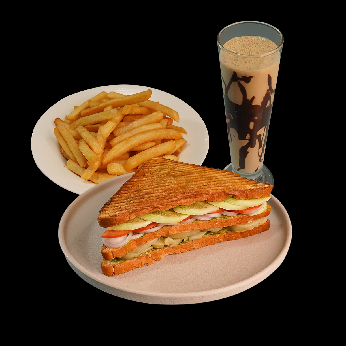 Veggie Grill Sandwich + Classic Fries + Cold Coffee