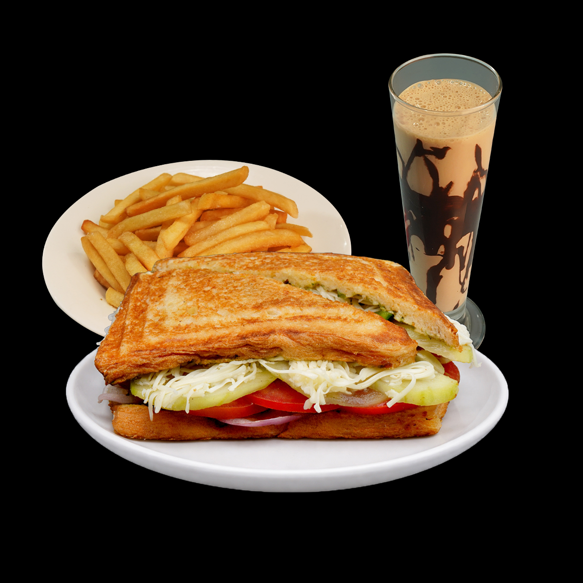 Veggie Cheese Toast + Classic Fries + Cold Coffee